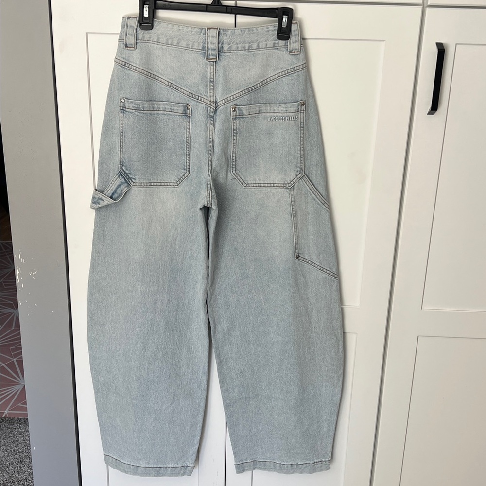 Avec Les Filles Light Wash Wide Leg Carpenter Jeans BNWT - Picture 2 of 4